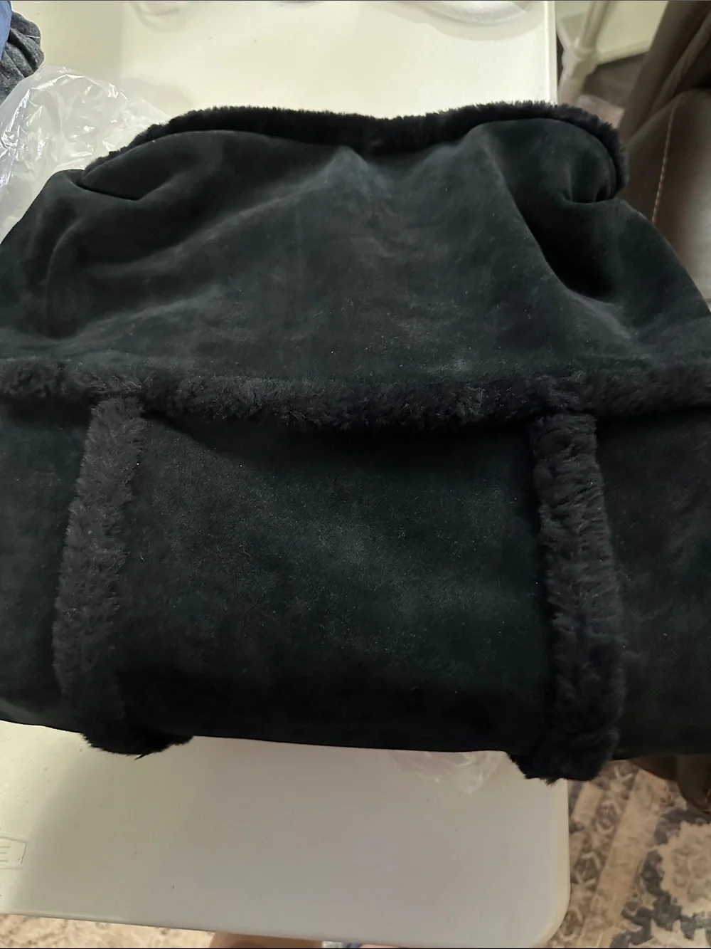UGG Black Suede & Shearling Tote